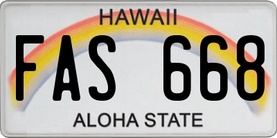 HI license plate FAS668