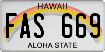 HI license plate FAS669