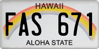 HI license plate FAS671