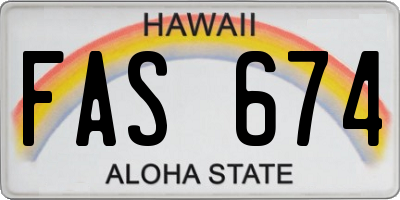 HI license plate FAS674