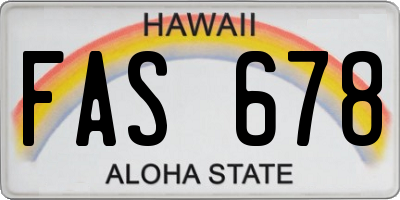 HI license plate FAS678