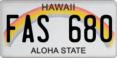 HI license plate FAS680
