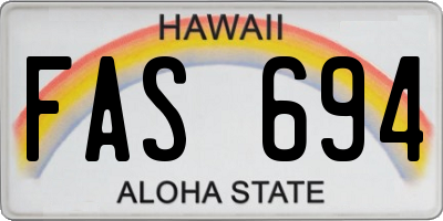 HI license plate FAS694