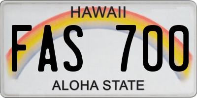 HI license plate FAS700