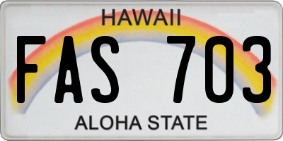 HI license plate FAS703
