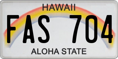 HI license plate FAS704