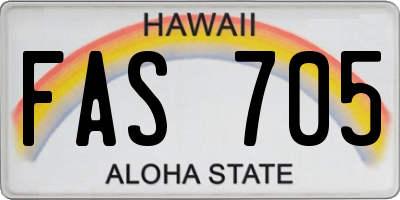 HI license plate FAS705