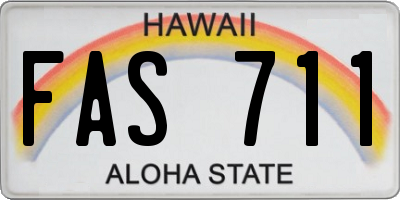 HI license plate FAS711