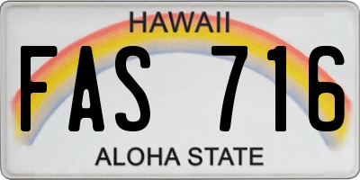 HI license plate FAS716