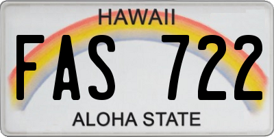 HI license plate FAS722
