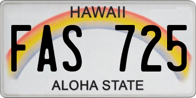 HI license plate FAS725