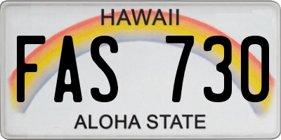 HI license plate FAS730