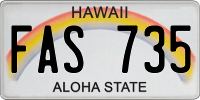 HI license plate FAS735