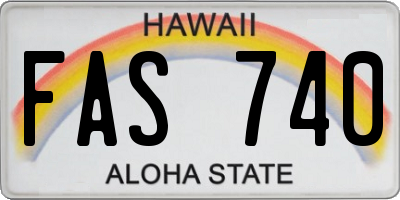 HI license plate FAS740