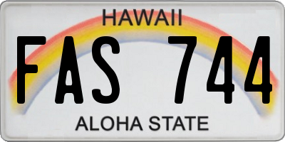 HI license plate FAS744