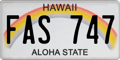 HI license plate FAS747