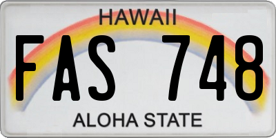 HI license plate FAS748