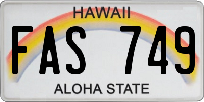 HI license plate FAS749