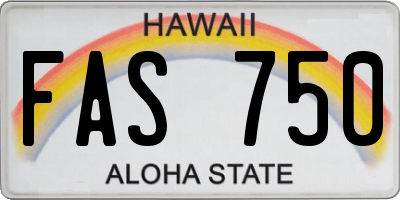 HI license plate FAS750