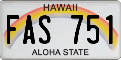 HI license plate FAS751