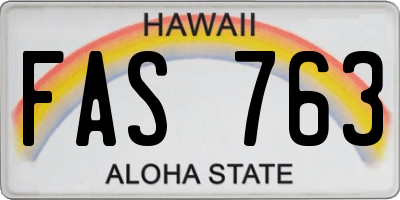 HI license plate FAS763