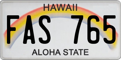 HI license plate FAS765