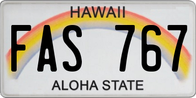 HI license plate FAS767