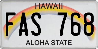 HI license plate FAS768