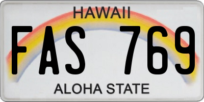 HI license plate FAS769