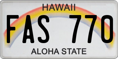 HI license plate FAS770
