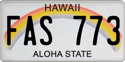 HI license plate FAS773