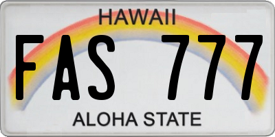 HI license plate FAS777