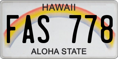 HI license plate FAS778