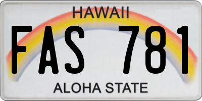 HI license plate FAS781