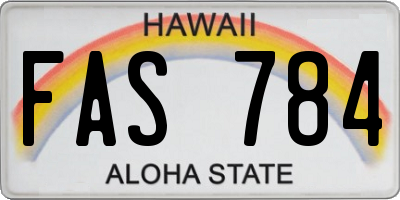 HI license plate FAS784