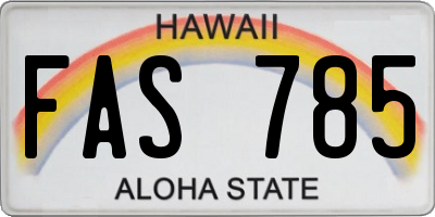 HI license plate FAS785