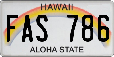 HI license plate FAS786