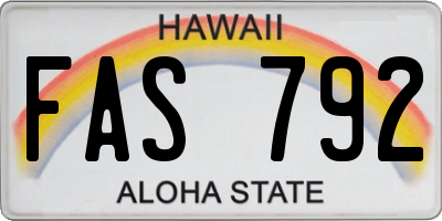 HI license plate FAS792