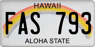 HI license plate FAS793