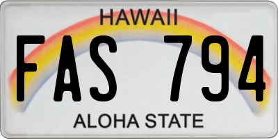 HI license plate FAS794