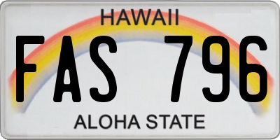 HI license plate FAS796