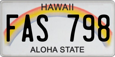 HI license plate FAS798