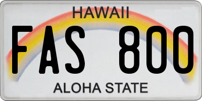 HI license plate FAS800