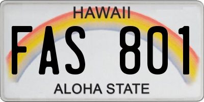 HI license plate FAS801