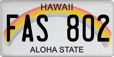 HI license plate FAS802