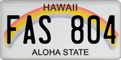 HI license plate FAS804