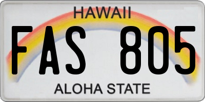 HI license plate FAS805