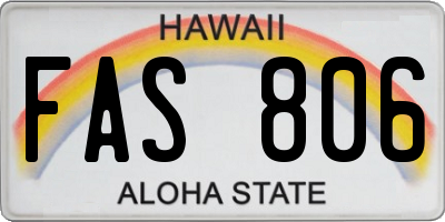 HI license plate FAS806