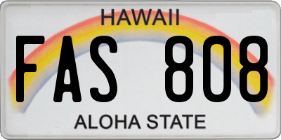 HI license plate FAS808