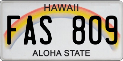 HI license plate FAS809